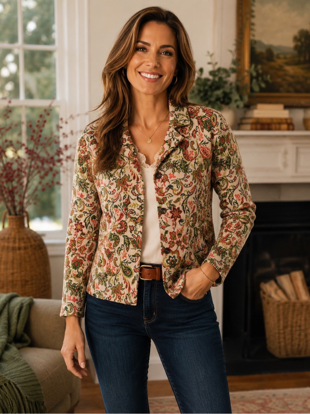 Appleseed’s Paisley Knit Cardigan Size Medium Petite